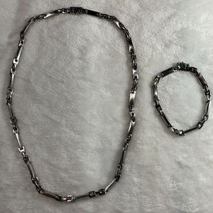 Stainless Steel Necklace & Bracelet Men's